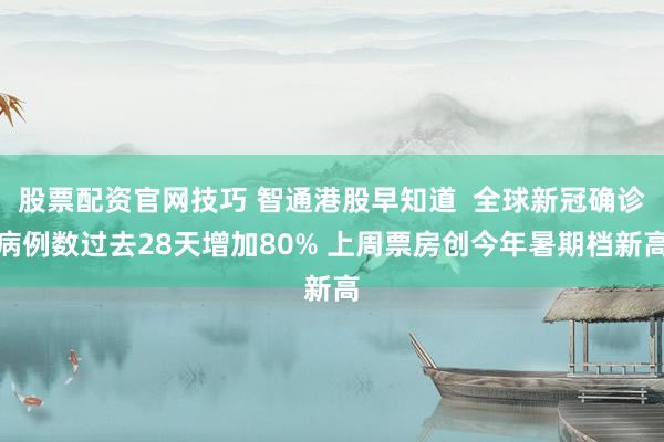 股票配资官网技巧 智通港股早知道  全球新冠确诊病例数过去28天增加80% 上周票房创今年暑期档新高