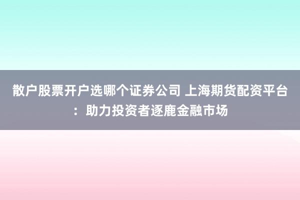 散户股票开户选哪个证券公司 上海期货配资平台：助力投资者逐鹿金融市场